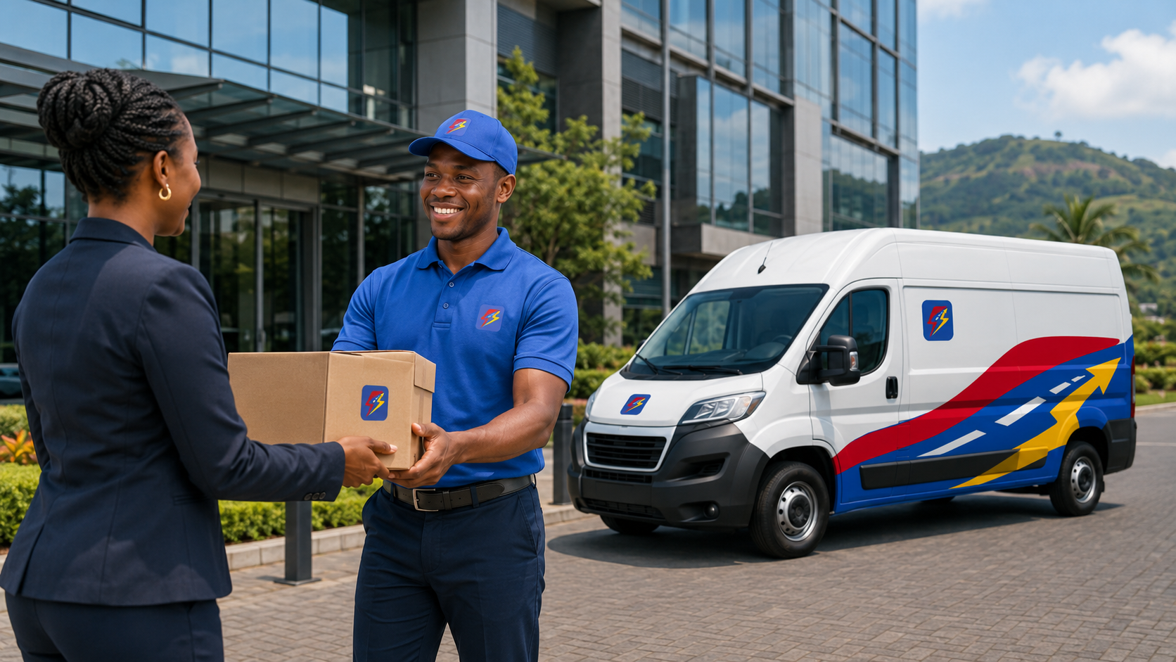 Professional delivery and transport partner checking routes